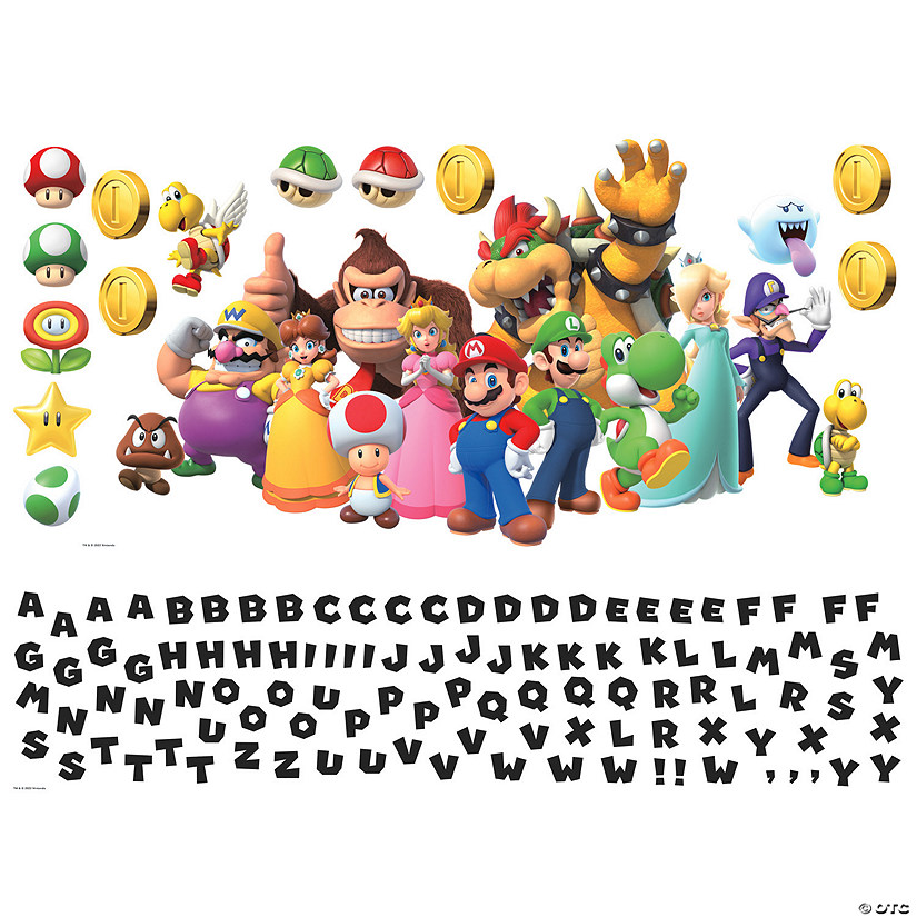 Super mario giant peel & stick wall decal with alphabet Image