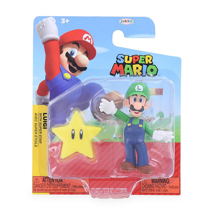 Super Mario World of Nintendo 2.5 Inch Figure  Luigi with Super Star Image