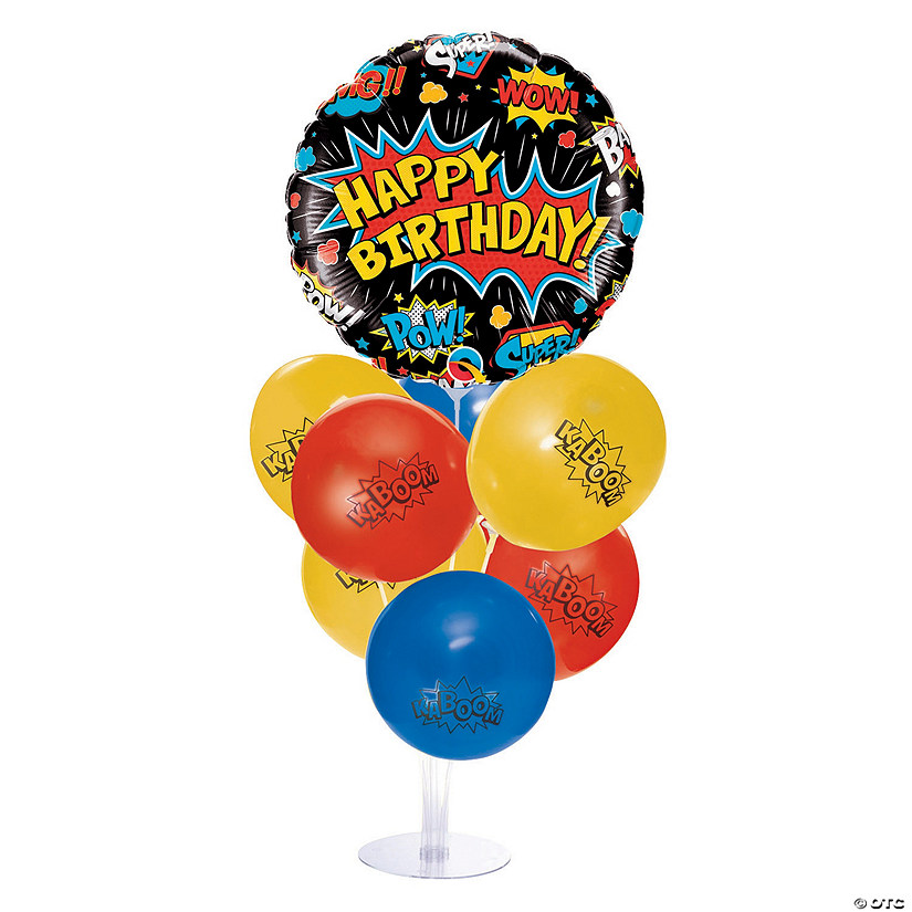 Superhero Happy Birthday Balloon Centerpieces - 16 Pc. Image