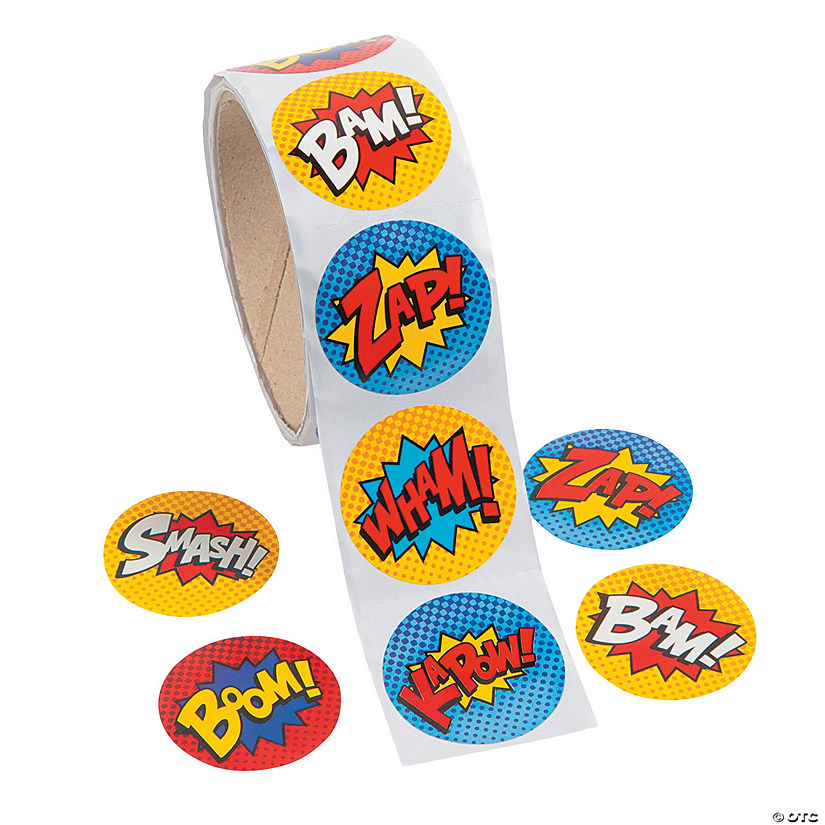 Superhero Sticker Roll - 100 Pc. Image