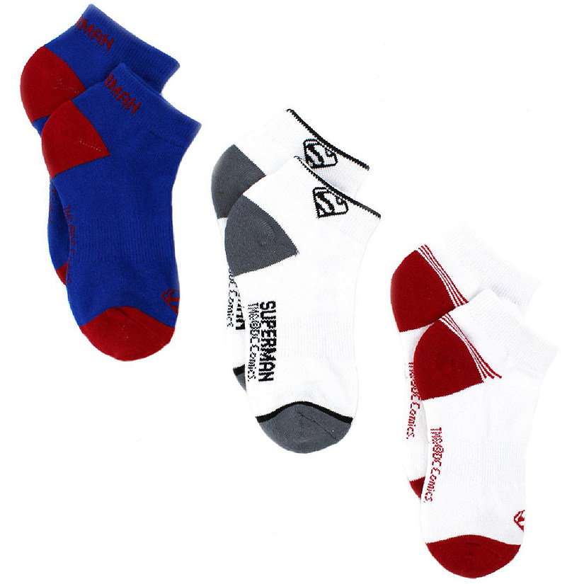 Superman Boys 3 pack Performance Socks (Shoe: 10-4 (Sock: 6-8), Superman Blue/White) Image