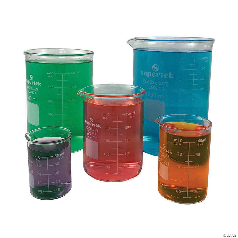Supertek Glass Beakers, 50, 100, 250, 600, 1000ml, Set of 5 Image