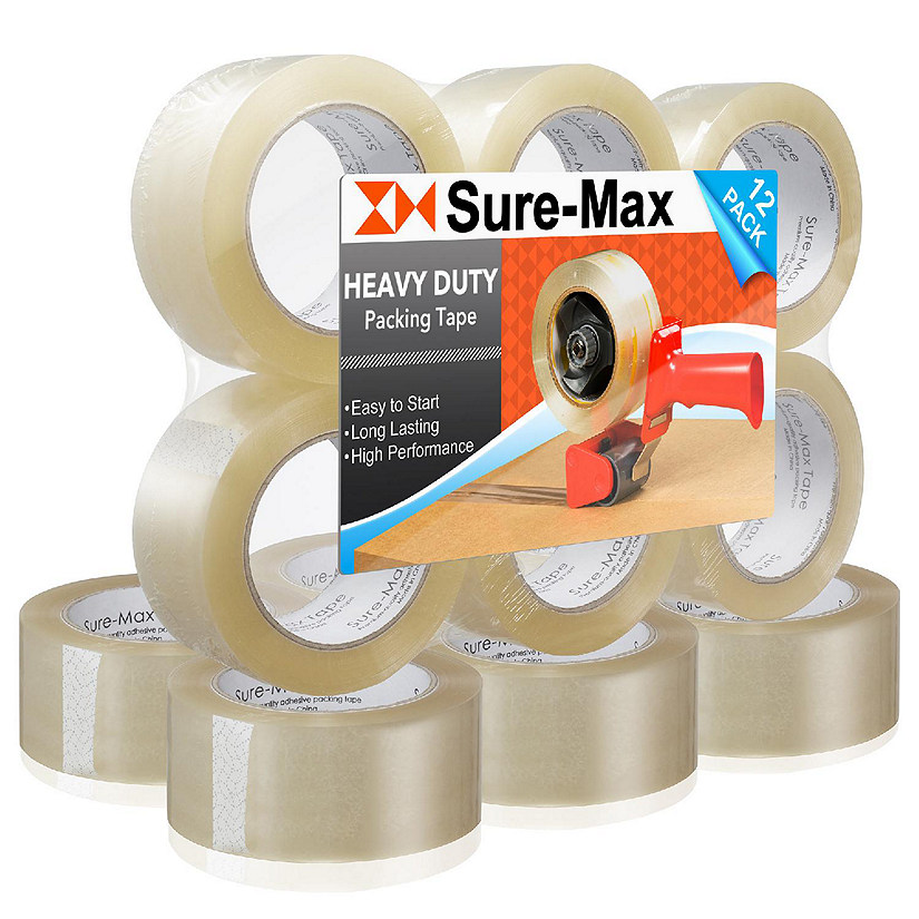 Sure-Max 12 Rolls 2" Heavy-Duty 2.7mil Clear Shipping Packing Moving Tape 120 yards/360' Image