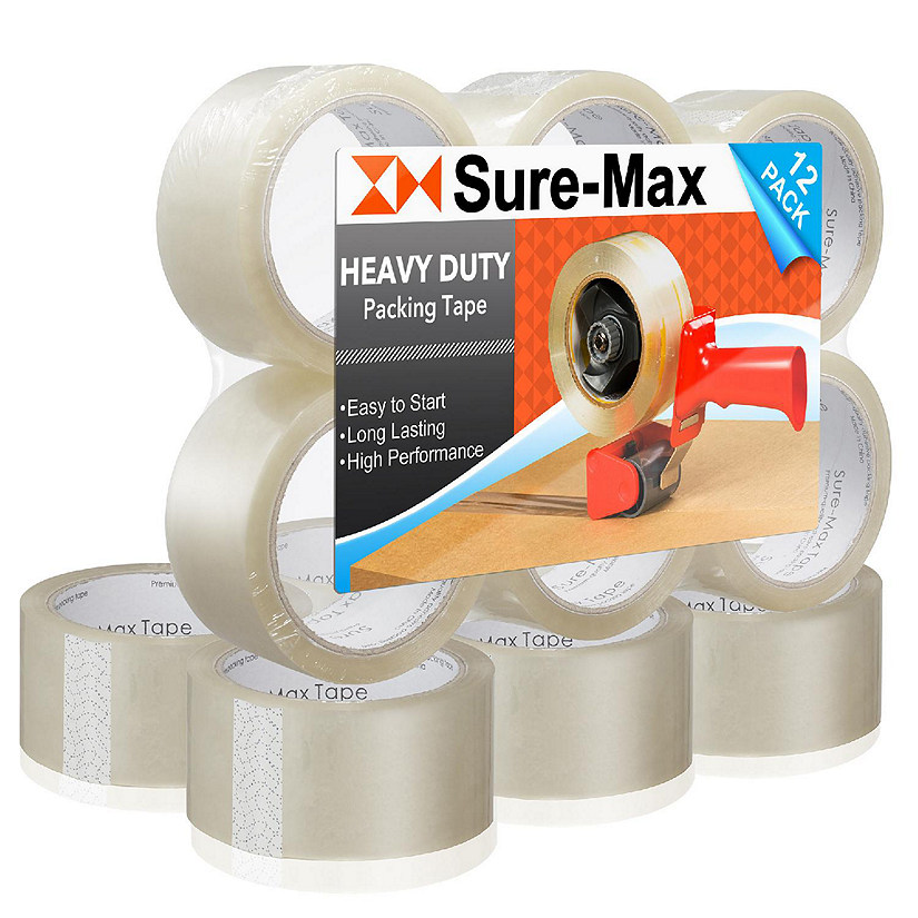 Sure-Max 12 Rolls 2" Heavy-Duty 2.7mil Clear Shipping Packing Moving Tape 60 yards/180' Image