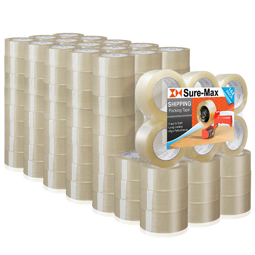 Sure-Max 144 Rolls Carton Sealing Clear Packing Tape Box Shipping - 2 mil 2" x 110 Yards Image