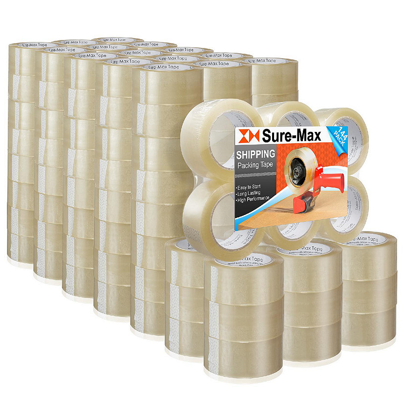 Sure-Max 144 Rolls Clear Carton Sealing Packing Tape Shipping - 1.8 mil 2" x 110 Yards Image