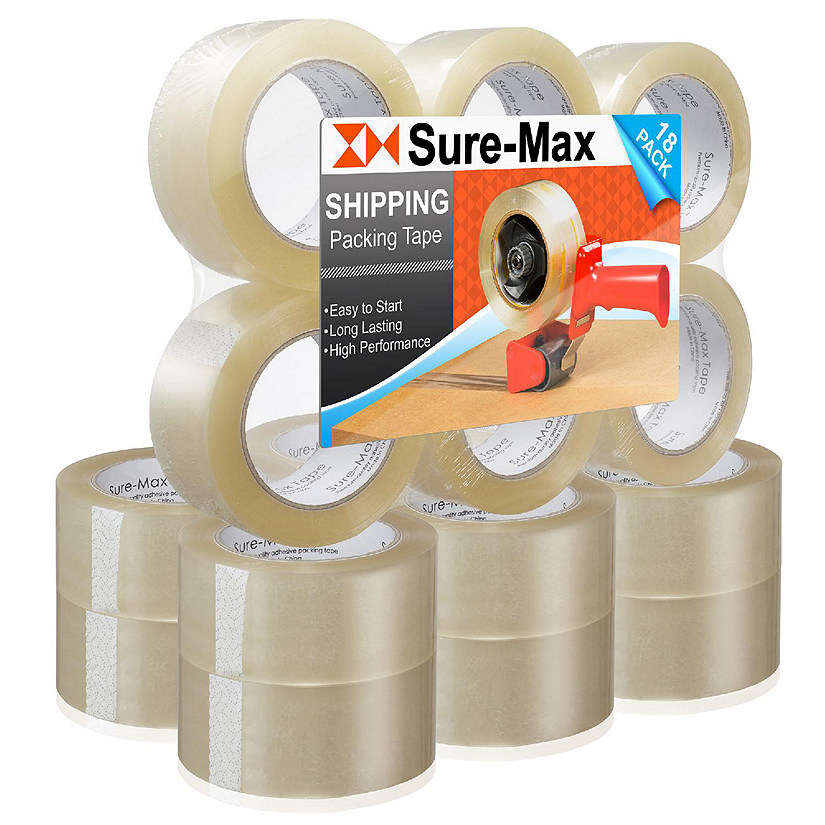 Sure-Max 18 Rolls Carton Sealing Clear Packing Tape Box Shipping - 2 mil 2" x 110 Yards Image