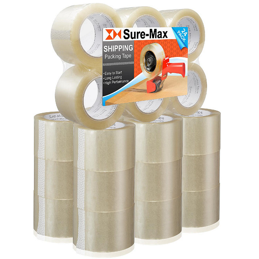 Sure-Max 24 Rolls 3" Extra-Wide Clear Shipping Packing Moving Tape 110 yds/330' ea - 2mil Image
