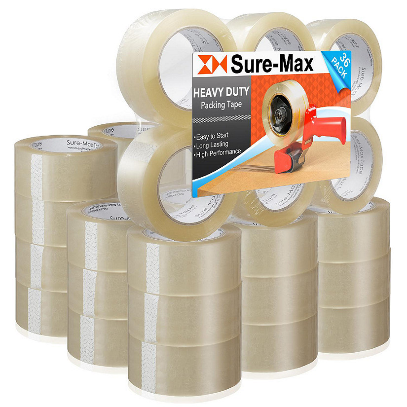 Sure-Max 36 Rolls 2" Heavy-Duty 2.7mil Clear Shipping Packing Moving Tape 120 yards/360' Image