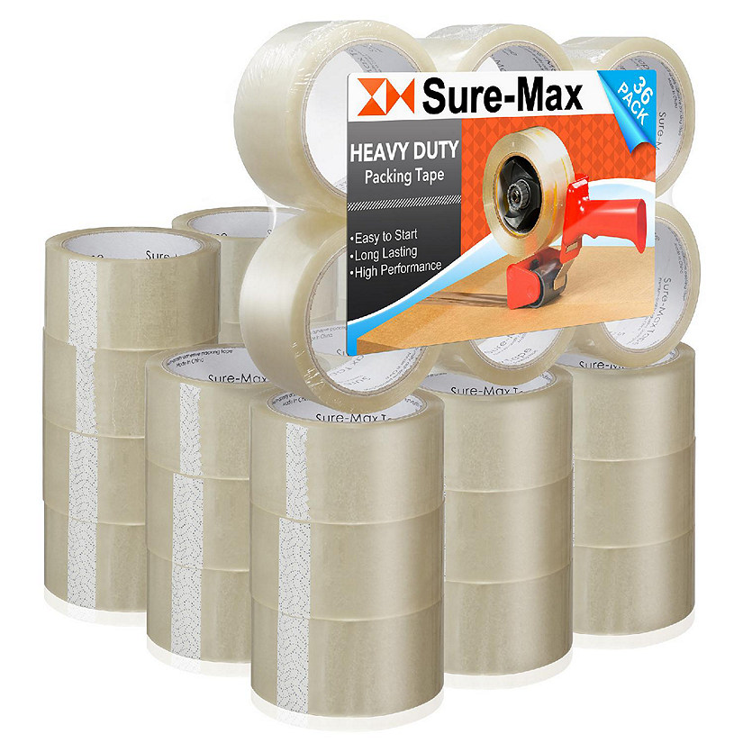 Sure-Max 36 Rolls 2" Heavy-Duty 2.7mil Clear Shipping Packing Moving Tape 60 yards/180' Image