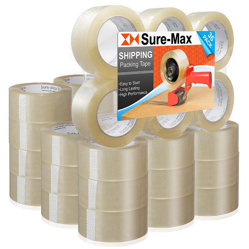 Sure-Max 36 Rolls Carton Sealing Clear Packing Shipping Tape - 2 mil 2" x 110 Yards Image