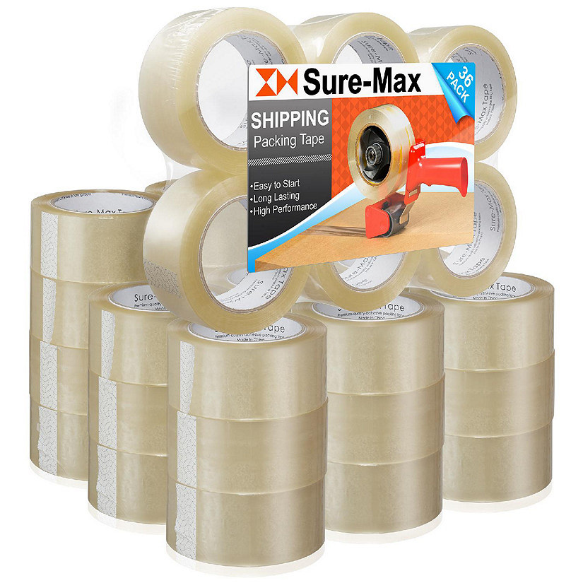 Sure-Max 36 Rolls Carton Sealing Clear Packing Tape Box Shipping- 1.8 mil 2" x 110 Yards Image