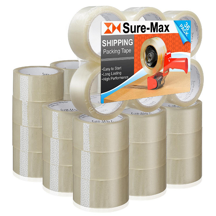 Sure-Max 36 Rolls Carton Sealing Clear Packing Tape Box Shipping - 2 mil 2" x 55 Yards Image