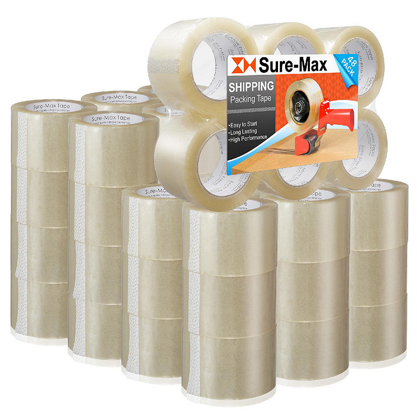 Sure-Max 48 Rolls 3" Extra-Wide Clear Shipping Packing Moving Tape 110 yds/330' ea - 2mil Image