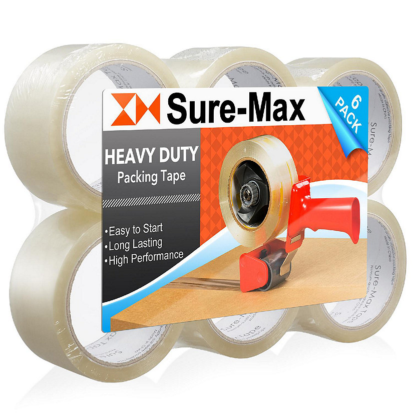 Sure-Max 6 Rolls 2" Heavy-Duty 2.7mil Clear Shipping Packing Moving Tape 60 yards/180' Image
