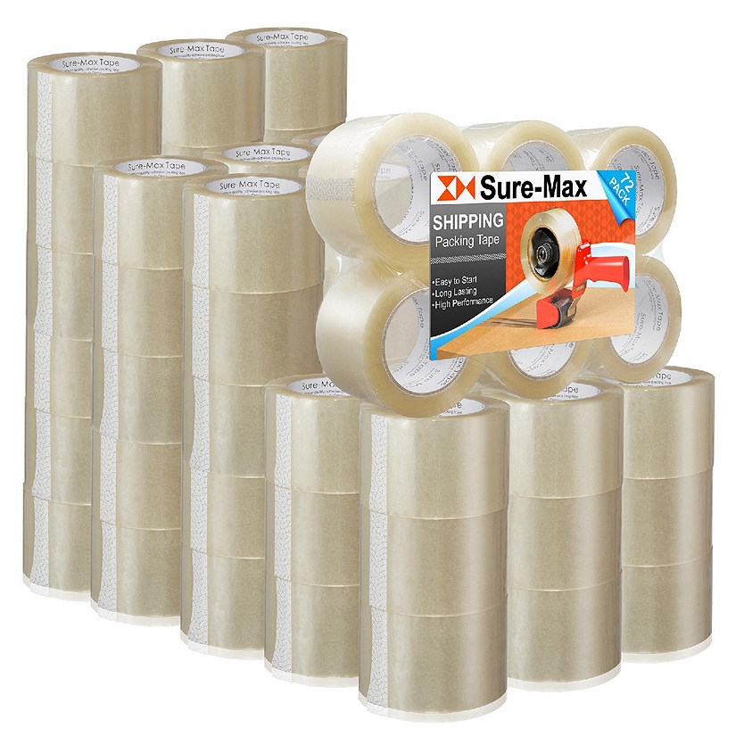 Sure-Max 72 Rolls 3" Extra-Wide Clear Shipping Packing Moving Tape 110 yds/330' ea - 2mil Image