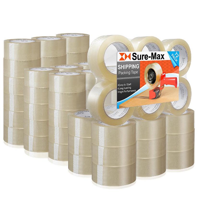 Sure-Max 72 Rolls Carton Sealing Clear Packing Tape Box Shipping - 2 mil 2" x 110 Yards Image
