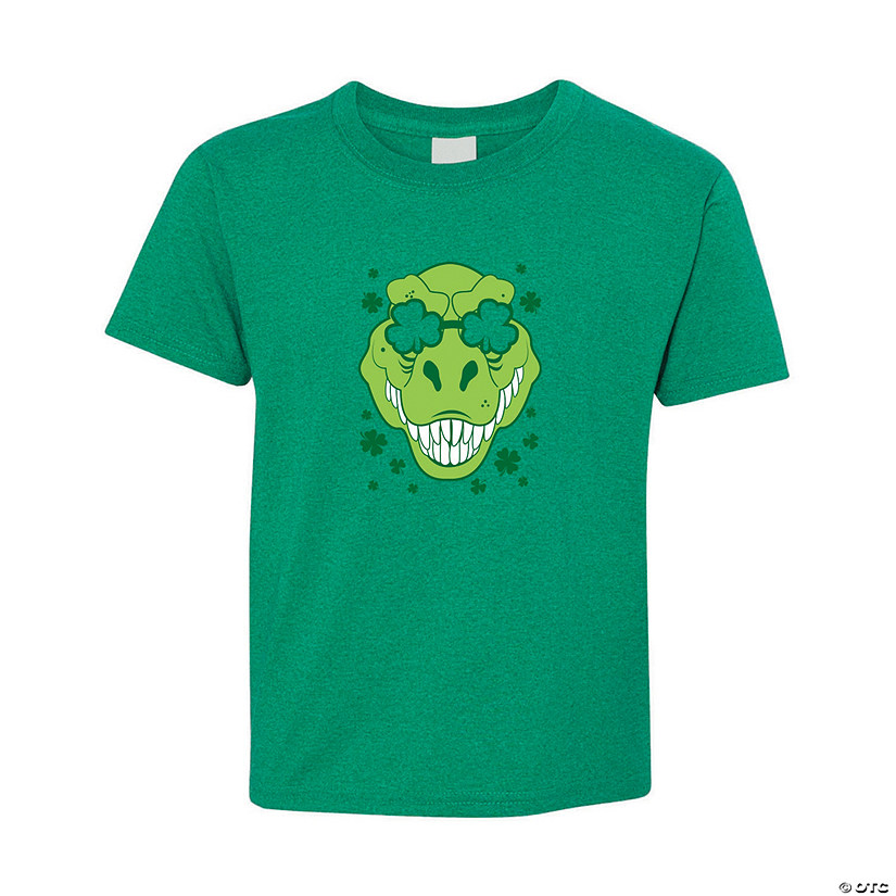 T-Rex with Shamrock Glasses Youth T-Shirt Image