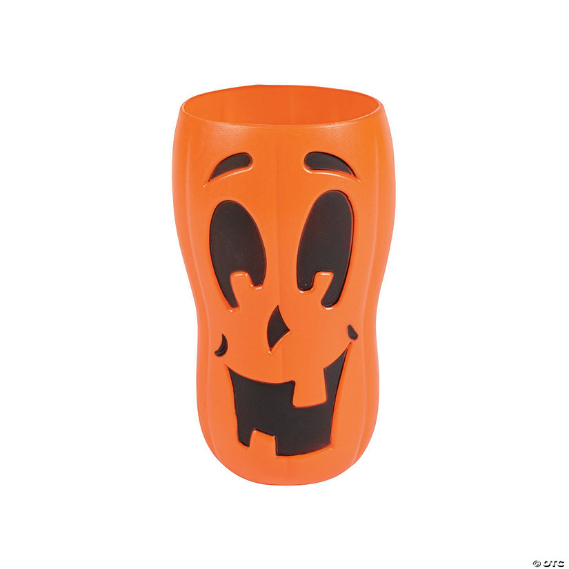 Tall Halloween Jack-O'-Lantern Orange Plastic Cups - 6 Ct. Image