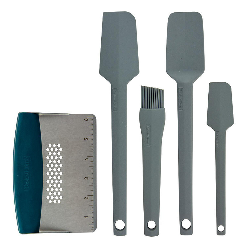 Taste of Home 5 Piece Kitchen Utensil Bundle in Silicone and Stainless Steel in Ash Gray Image