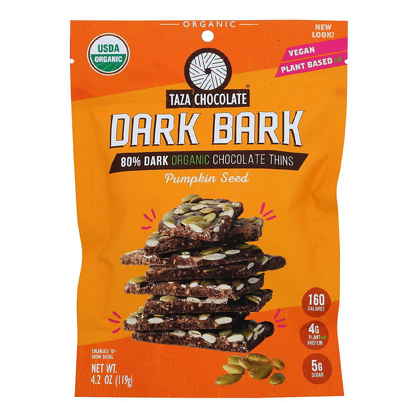 Taza Chocolate Organic Dark Bark Chocolate - Pumpkin Seed - Case of 12 - 4.2 oz Image