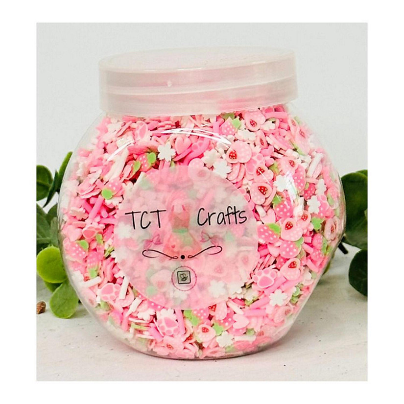 TCT Crafts-150g Pink Easter Bunny Paws Polymer Clay Sprinkle Mix Image
