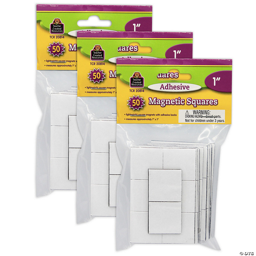 Teacher Created Resources Adhesive Magnetic Squares, 1", 50 Per Pack, 3 Packs Image