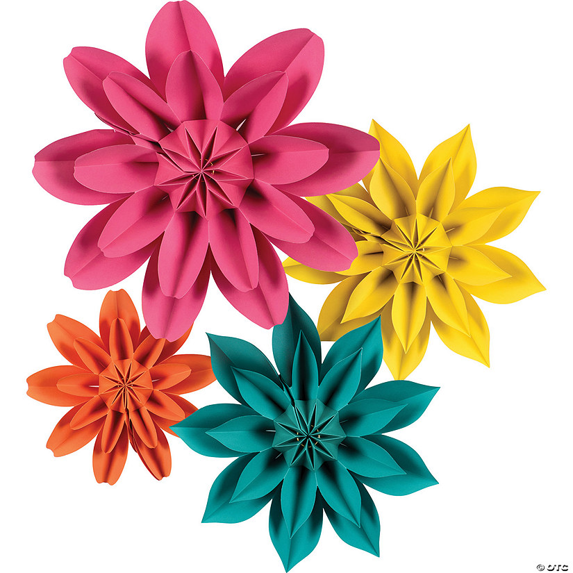 Teacher Created Resources Beautiful Brights Paper Flowers, Pack of 4 Image