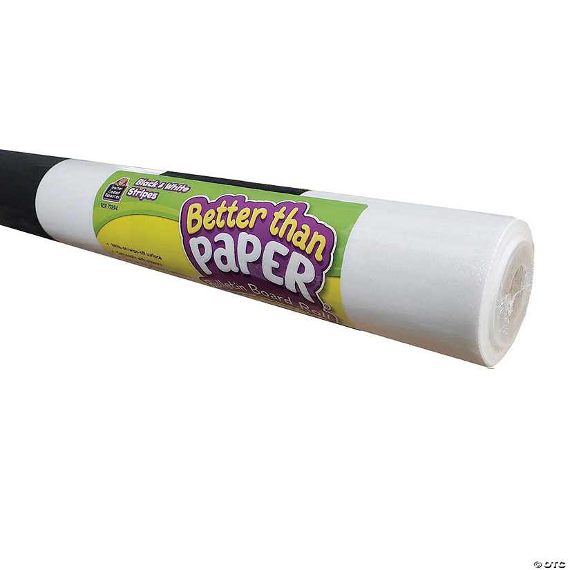 Teacher Created Resources Better Than Paper&#174; Bulletin Board Roll, 4' x 12', Black & White Stripes, Pack of 4 Image