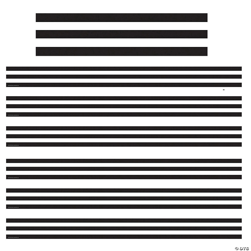Teacher Created Resources Black and White Stripes Straight Border Trim, 35 Feet Per Pack, 6 Packs Image