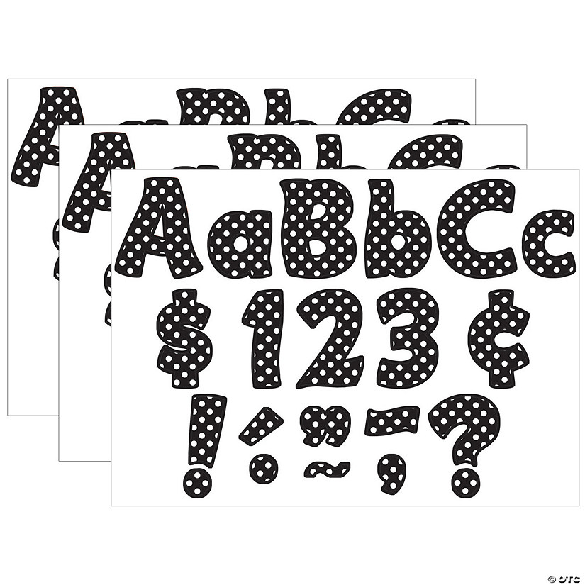 Teacher Created Resources Black Polka Dots Funtastic Font 4" Letters Combo Pack, 208 Pieces Per Pack, 3 Packs Image