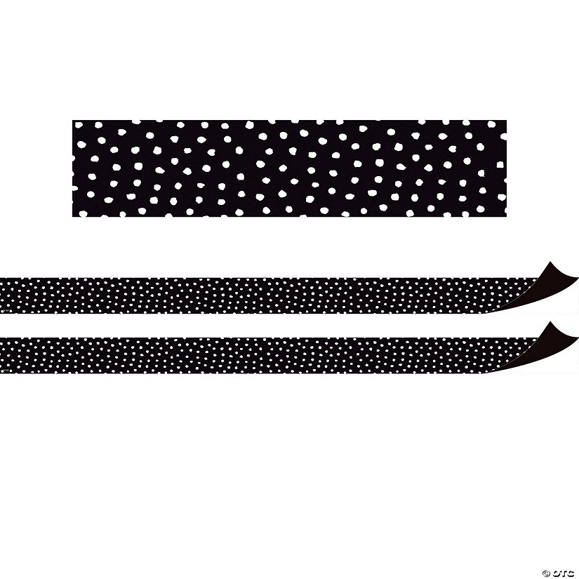 Teacher Created Resources Black with White Painted Dots Magnetic Border, 24 Feet Per Pack, 2 Packs Image