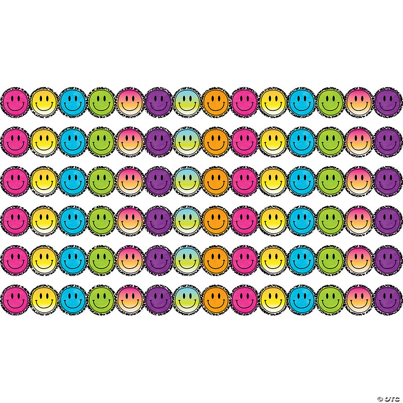 Teacher Created Resources Brights 4Ever Smiley Faces Die-Cut Border Trim, 35 Feet Per Pack, 6 Packs Image