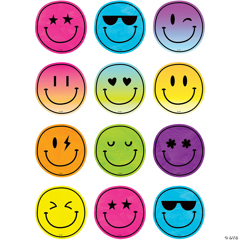 Teacher Created Resources Brights 4Ever Smiley Faces Mini Accents, 36 Per Pack, 6 Packs Image