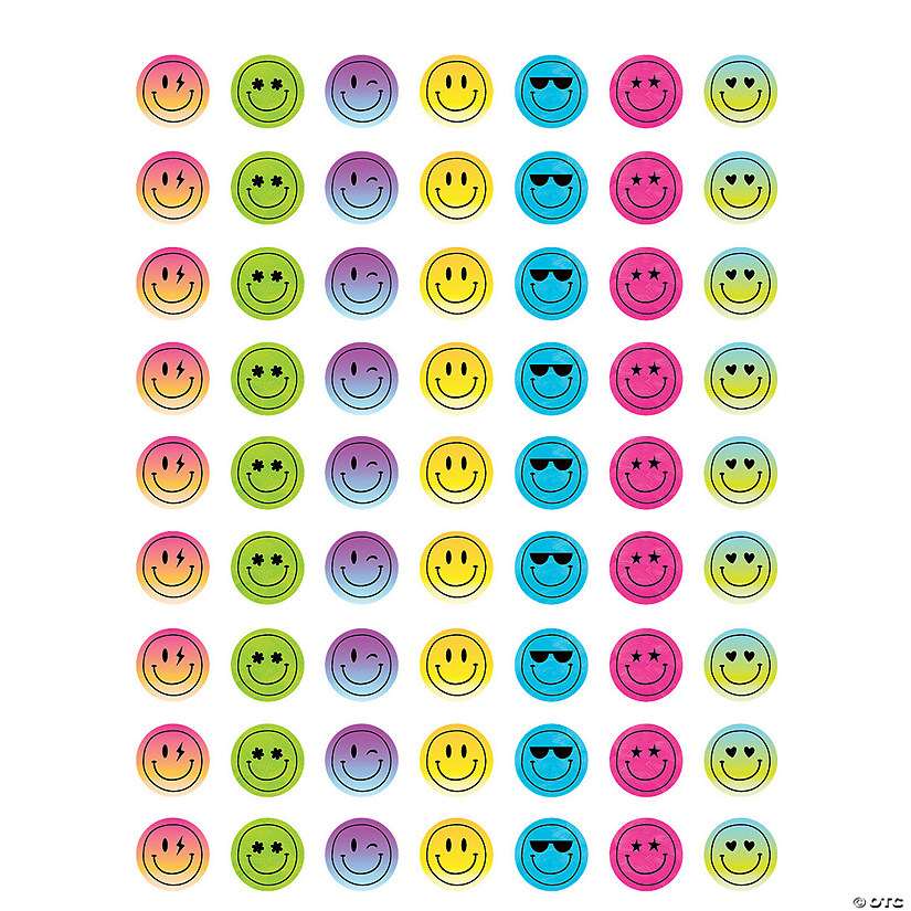 Teacher Created Resources Brights 4Ever Smiley Faces Mini Stickers, 378 Per Pack, 12 Packs Image