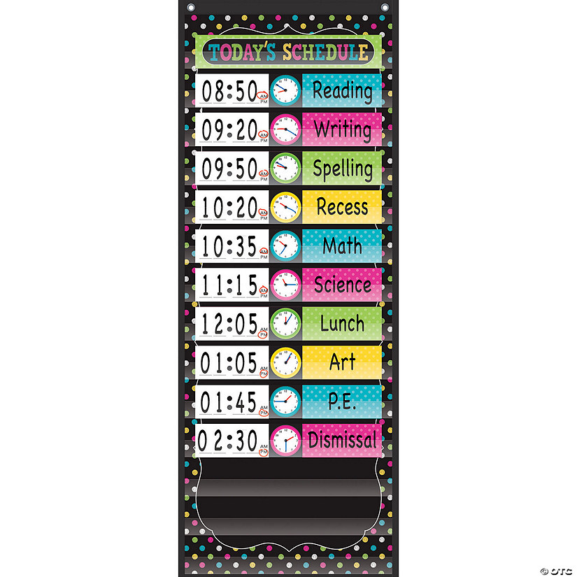 Teacher Created Resources Chalkboard Brights 14 Pocket Daily Schedule Pocket Chart, 13" x 34" Image