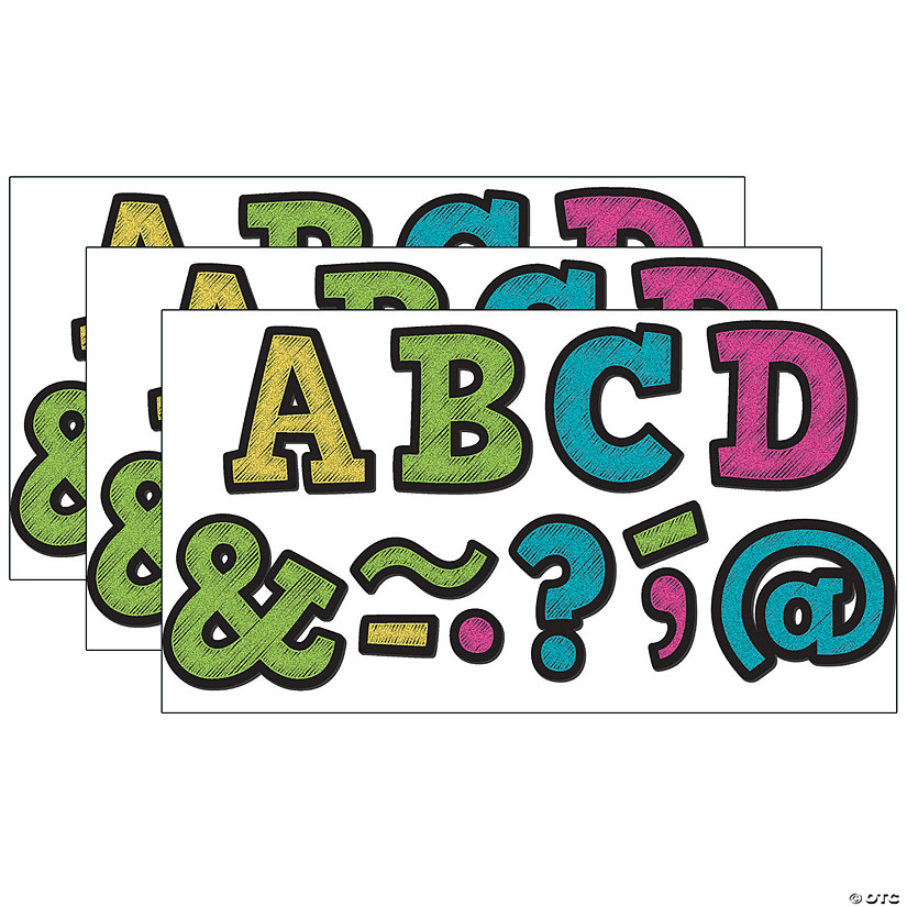 Teacher Created Resources Chalkboard Brights Bold Block 2" Magnetic Letters, 70 Pieces Per Pack, 3 Packs Image