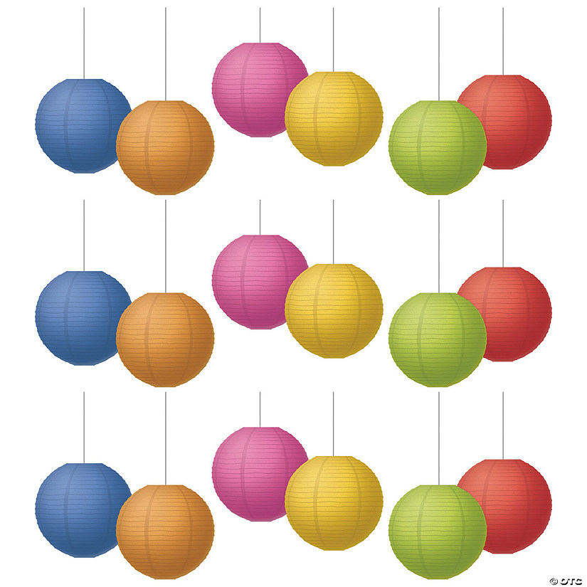 Teacher Created Resources Colorful 8" Hanging Paper Lanterns, 6 Per Pack, 3 Packs Image