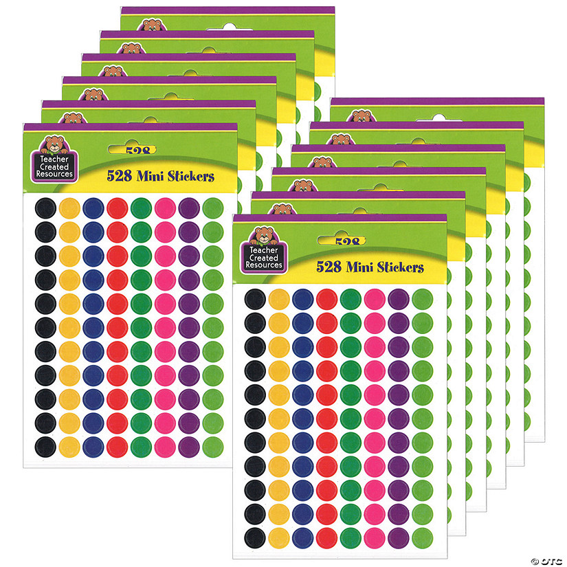 Teacher Created Resources Colorful Circles Mini Stickers, 3/8" Diameter, 528 Per Pack, 12 Packs Image