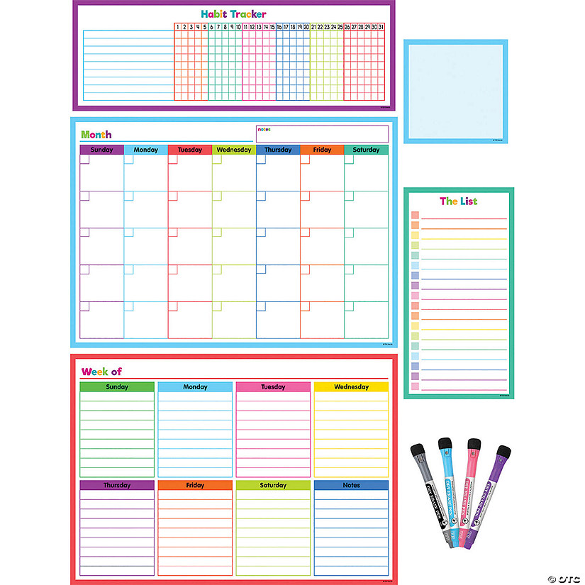 Teacher Created Resources Colorful Dry-Erase Magnetic Calendar Set Image