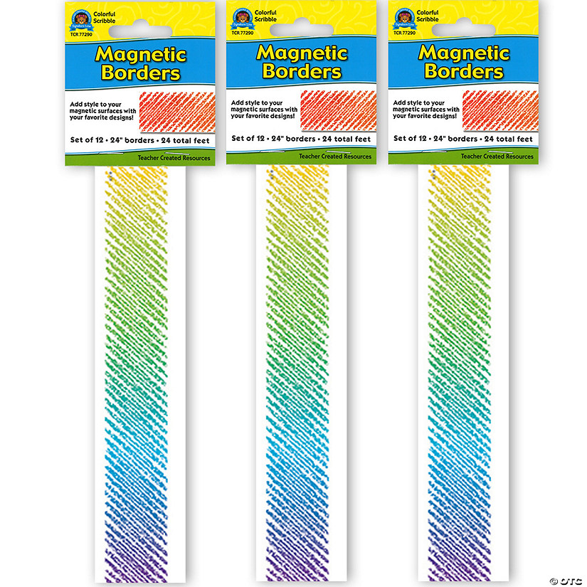 Teacher Created Resources Colorful Scribble Magnetic Border, 24 Feet Per Pack, 3 Packs Image