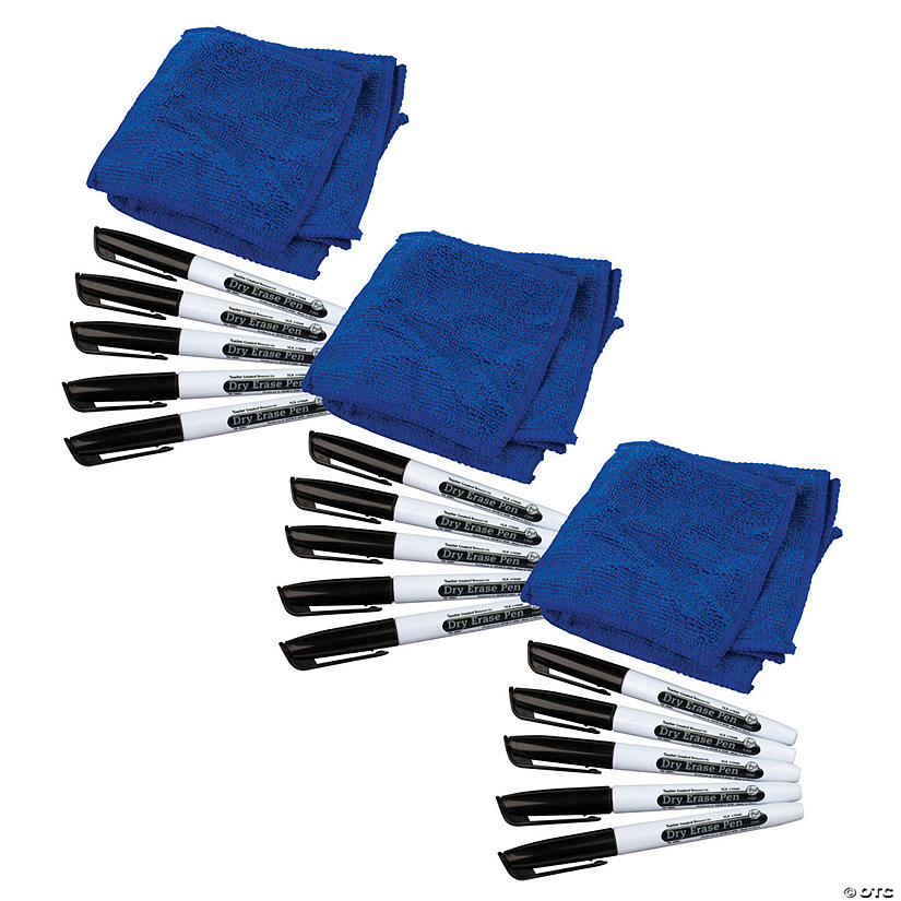 Teacher Created Resources Dry Erase Pens & Microfiber Towels, 5 Sets Per Pack, 3 Packs Image