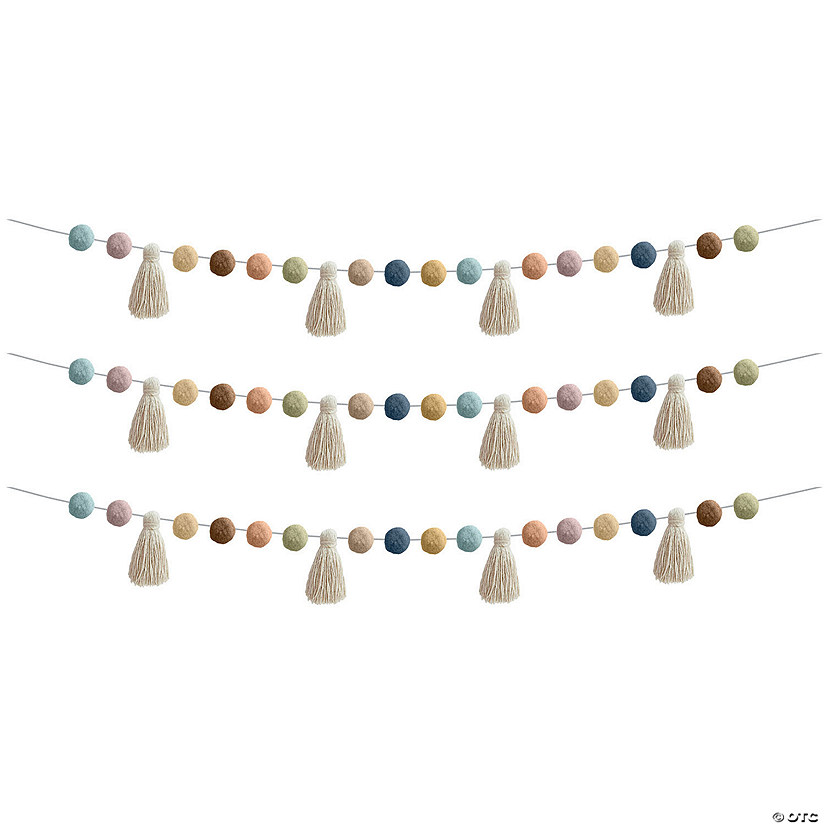 Teacher Created Resources Everyone is Welcome Pom-Poms and Tassels Garland, Pack of 3 Image