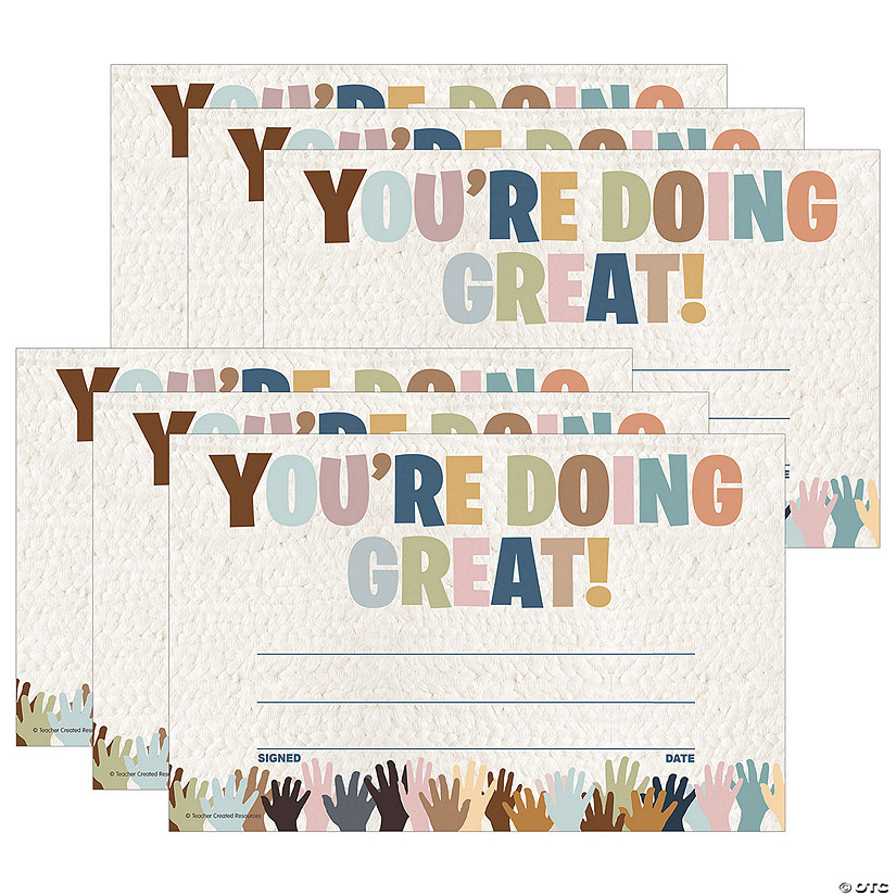 Teacher Created Resources Everyone is Welcome You're Doing Great! Awards, 30 Per Pack, 6 Packs Image