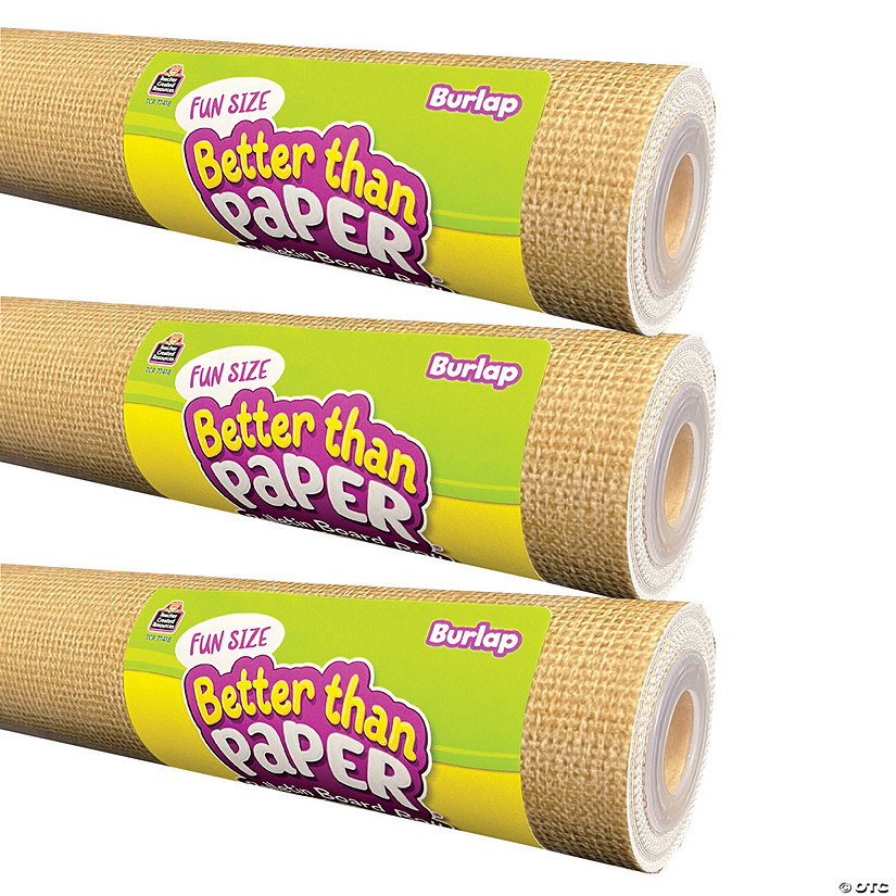 Teacher Created Resources Fun Size Better Than Paper Bulletin Board Roll, 18" x 12', Burlap, Pack of 3 Image