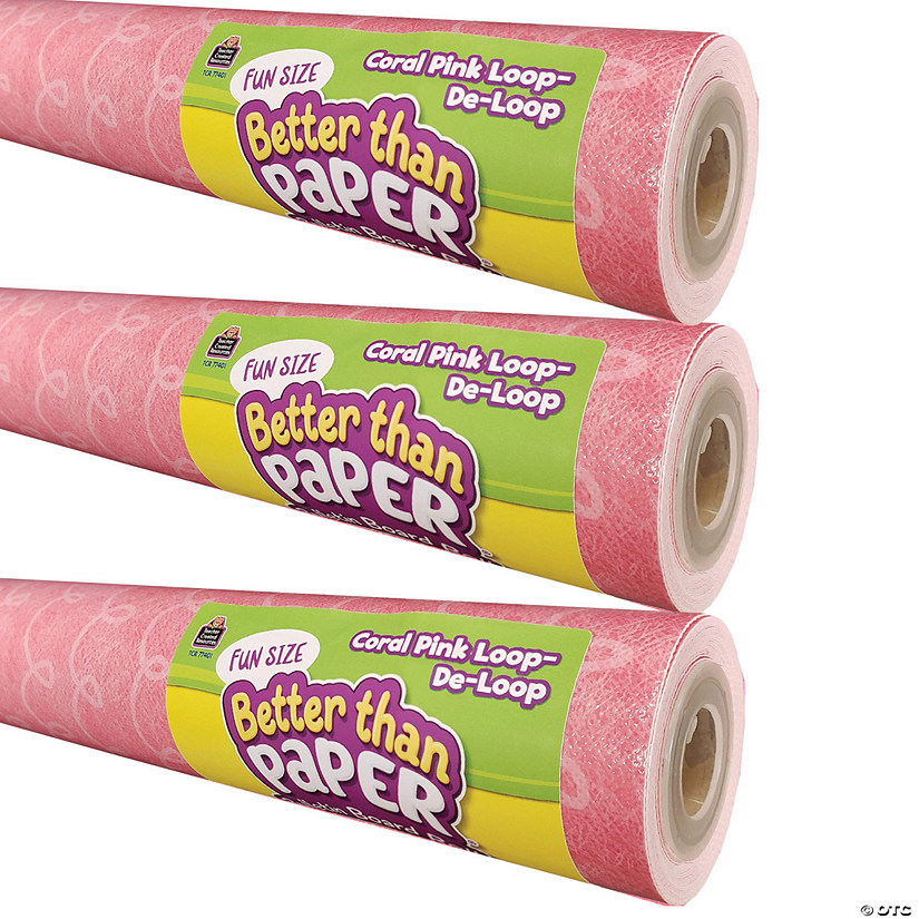 Teacher Created Resources Fun Size Better Than Paper Bulletin Board Roll, 18" x 12', Coral Pink Loop-De-Loop, Pack of 3 Image