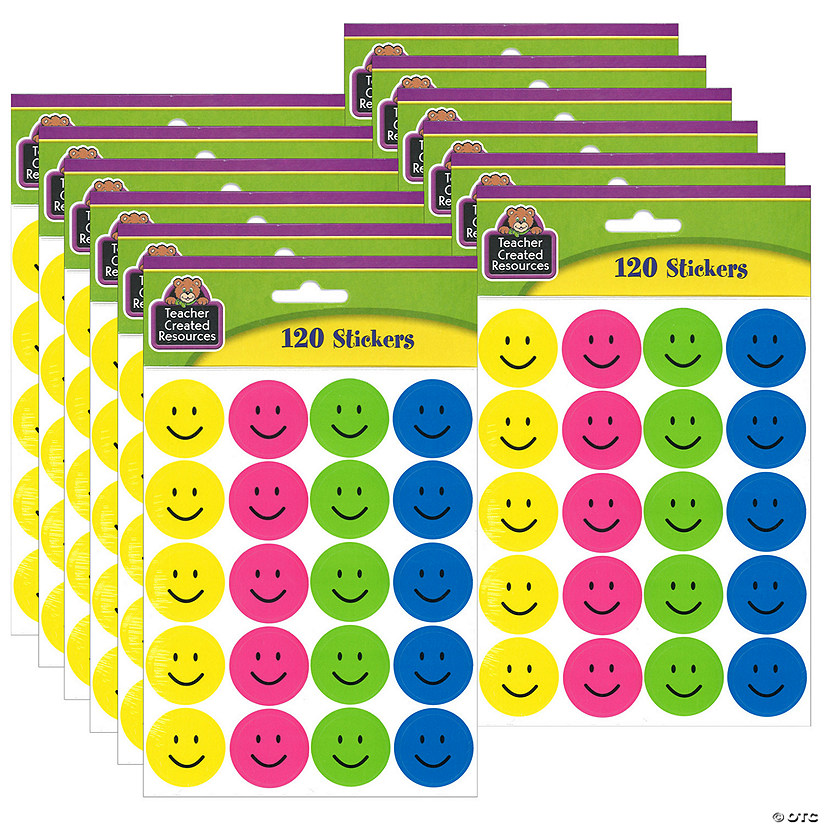 Teacher Created Resources Happy Faces Stickers, 120 Per Pack, 12 Packs Image