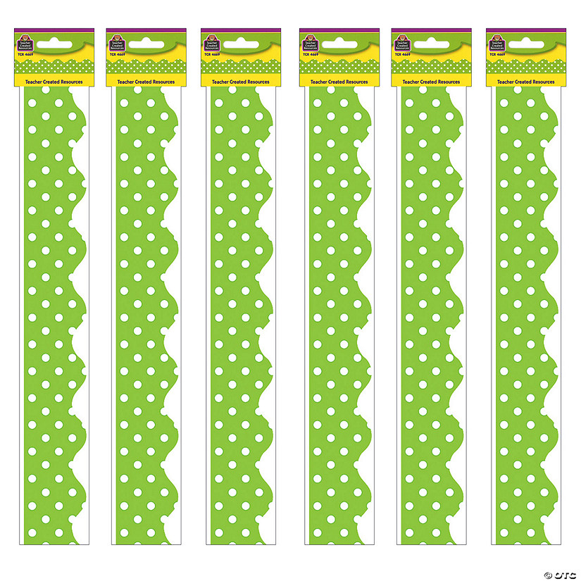 Teacher Created Resources Lime Mini Polka Dots Border Trim, 35 Feet Per Pack, 6 Packs Image