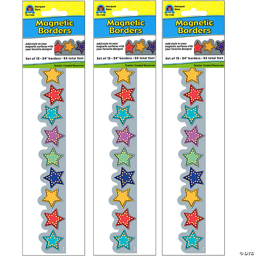 Teacher Created Resources Marquee Stars Magnetic Border, 24 Feet Per Pack, 3 Packs Image