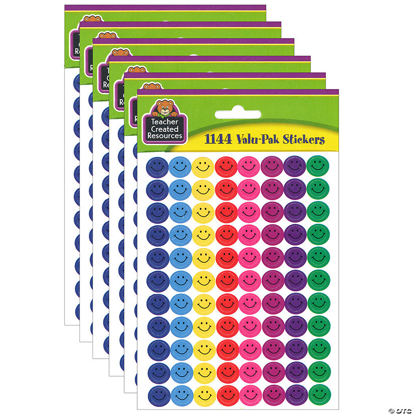 Teacher Created Resources Mini Happy Face Stickers Valu-Pak, Multi Color, 1,144 Per Pack, 6 Packs Image